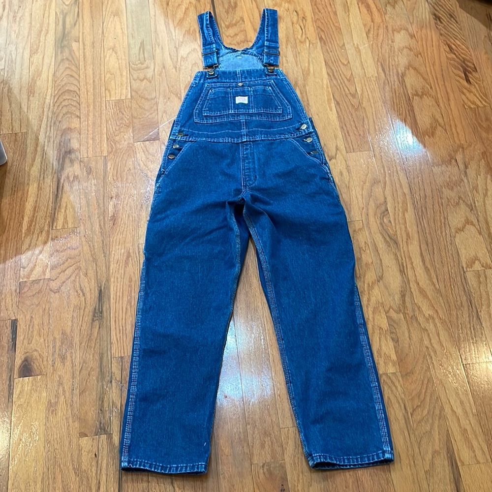 KEY Woman’s Size 12 Bib Overalls 100% Cotton Blue Jeans Classic Style Farmhouse